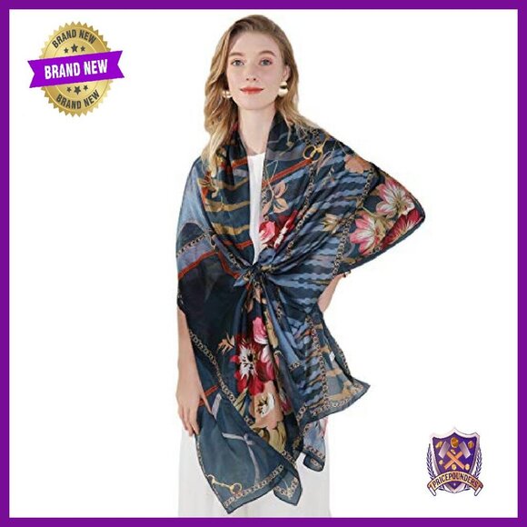 Satin Scarves for Women 21 × 21 inches Medium Square Elegant  Oversized 100% Mulberry Silk Pashmina Shawl Wrap Extra Large Floral